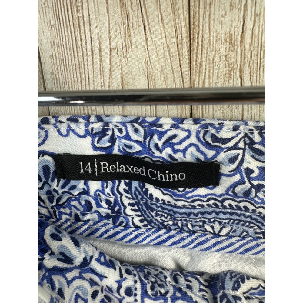 Talbots Relaxed Chino Pants Women's 14 Blue White Paisley Print Casual vacation - Picture 5 of 7